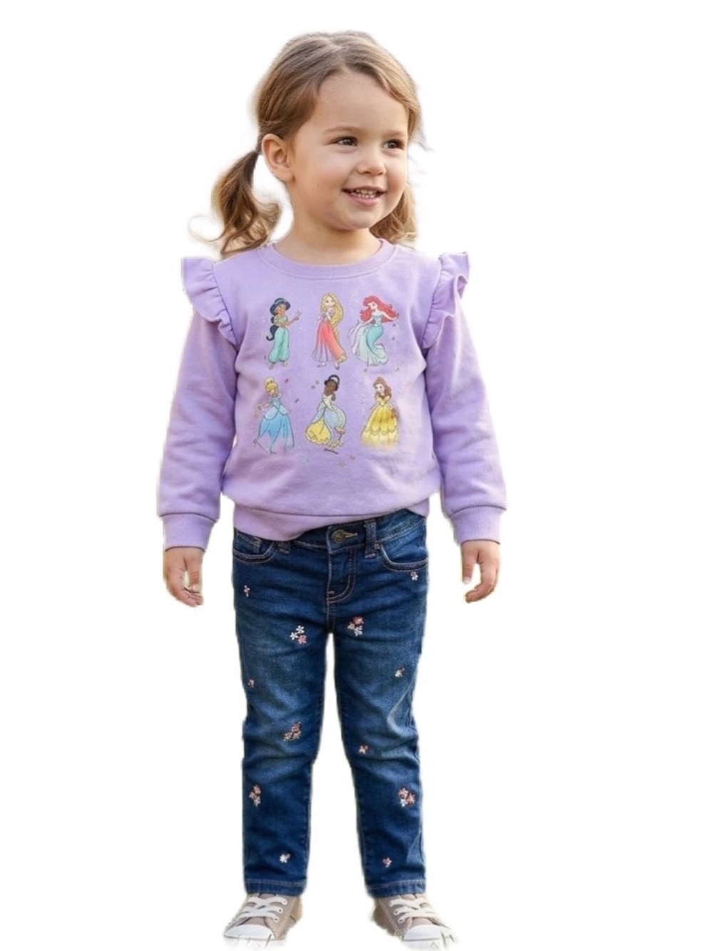 Set of Disney Princess Lavender Sweatshirt & embroidered Jeans Size 2T